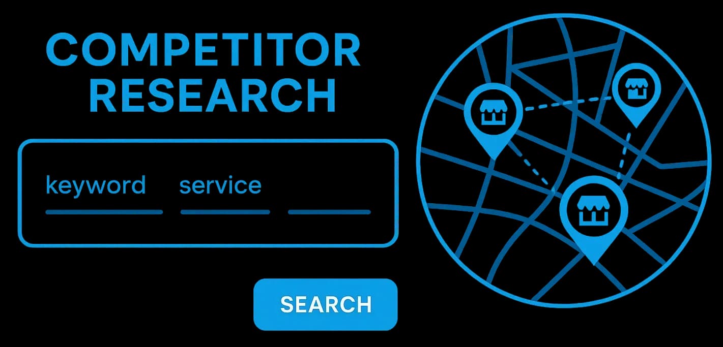 GBP Rank AI local competitor research showing nearby businesses and ranking opportunities